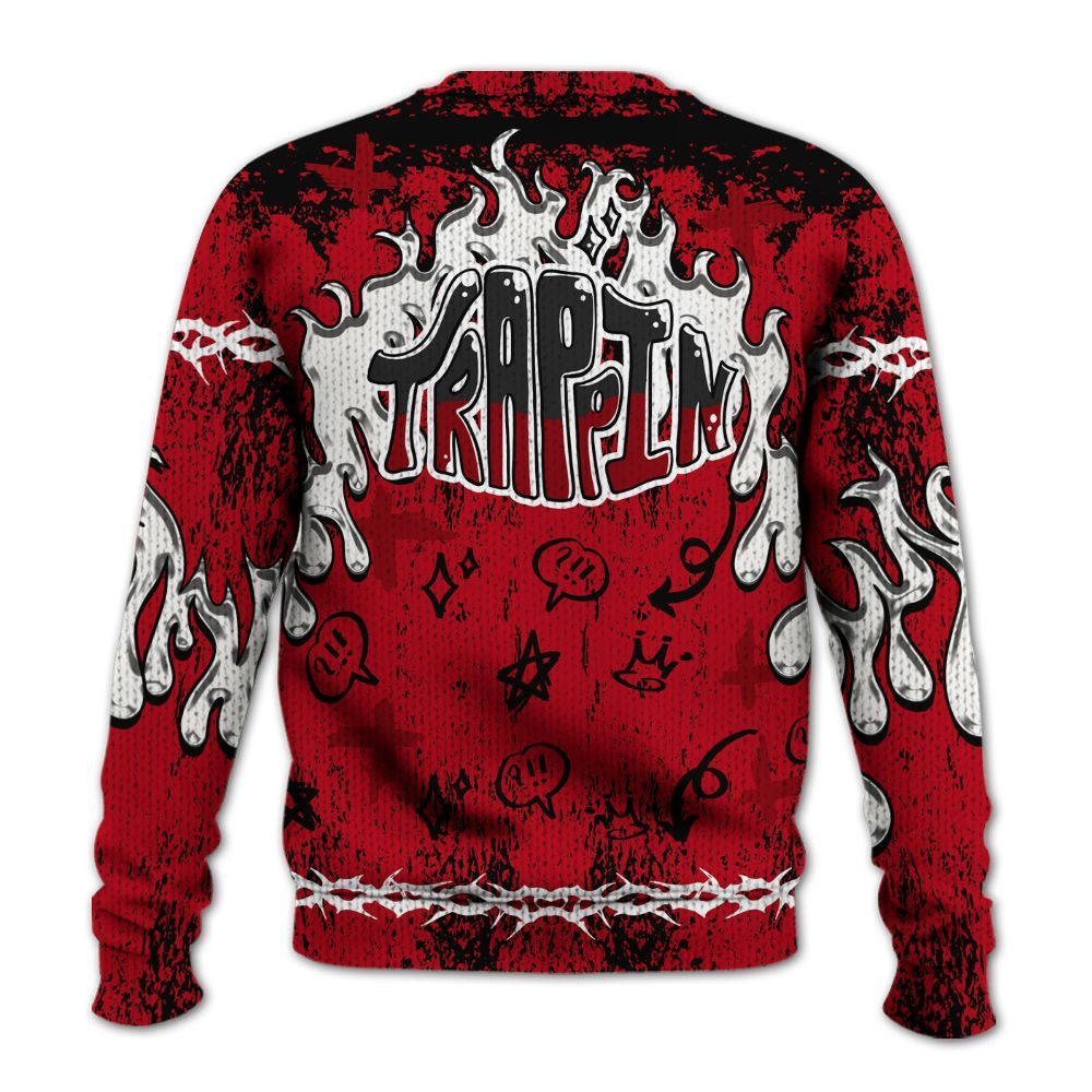 Knitted Sweater To Match Bred Velvet 11s - Trappin' Unique Graphics