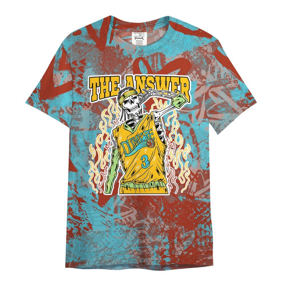 Shirt To Match SB Dunk Di'Orr Greenwood - Allen Answer Skeleton Heart All Over Print