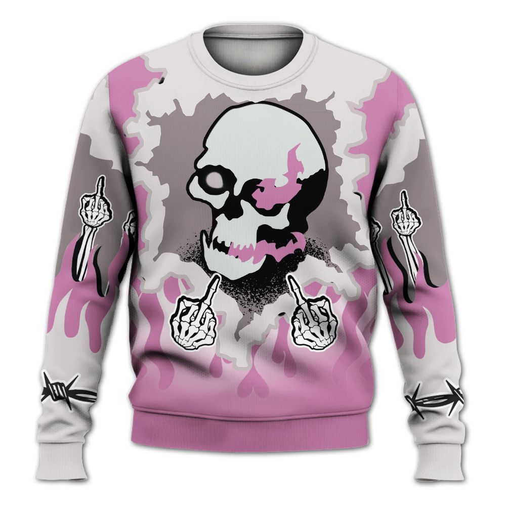 Sweatshirt To Match Neutral Grey Black White Orchid 4s - F Around Find Out Graphic Trapped All Over Print