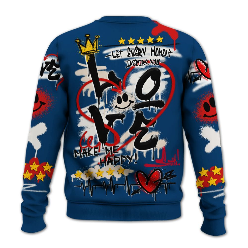 Sweatshirt To Match Retro Rare Air 11s - Happy Love Beats Graffiti Streetwear All Over Print