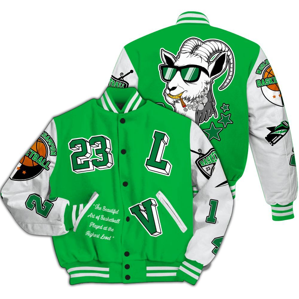 Varsity Jacket To Match Lucky Green 5s - The GOAT Got Em Streetwear All Over Print