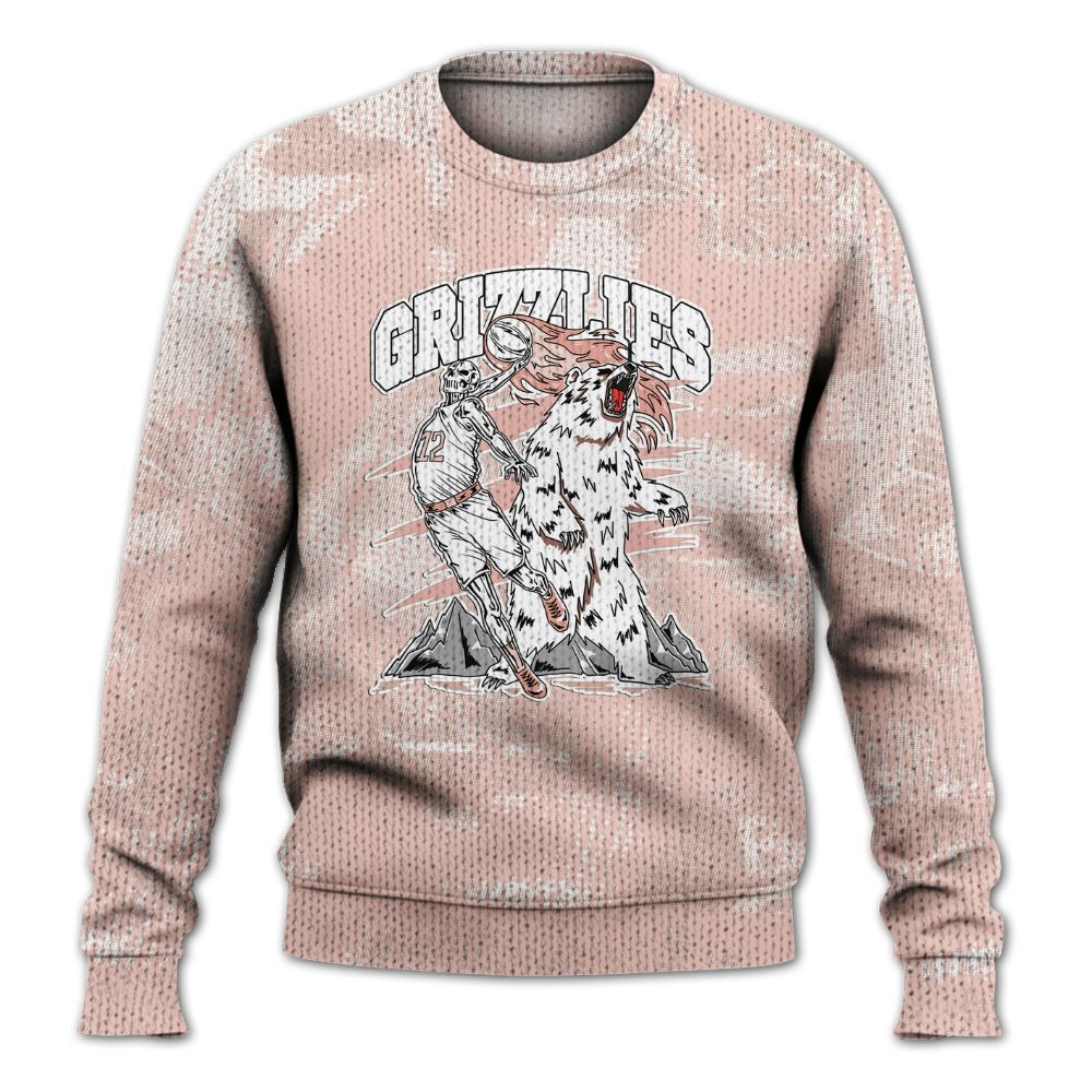 Knitted Sweater To Match Low Legend Pink 11s - Grizzly Bear Skeleton Brown Sugar