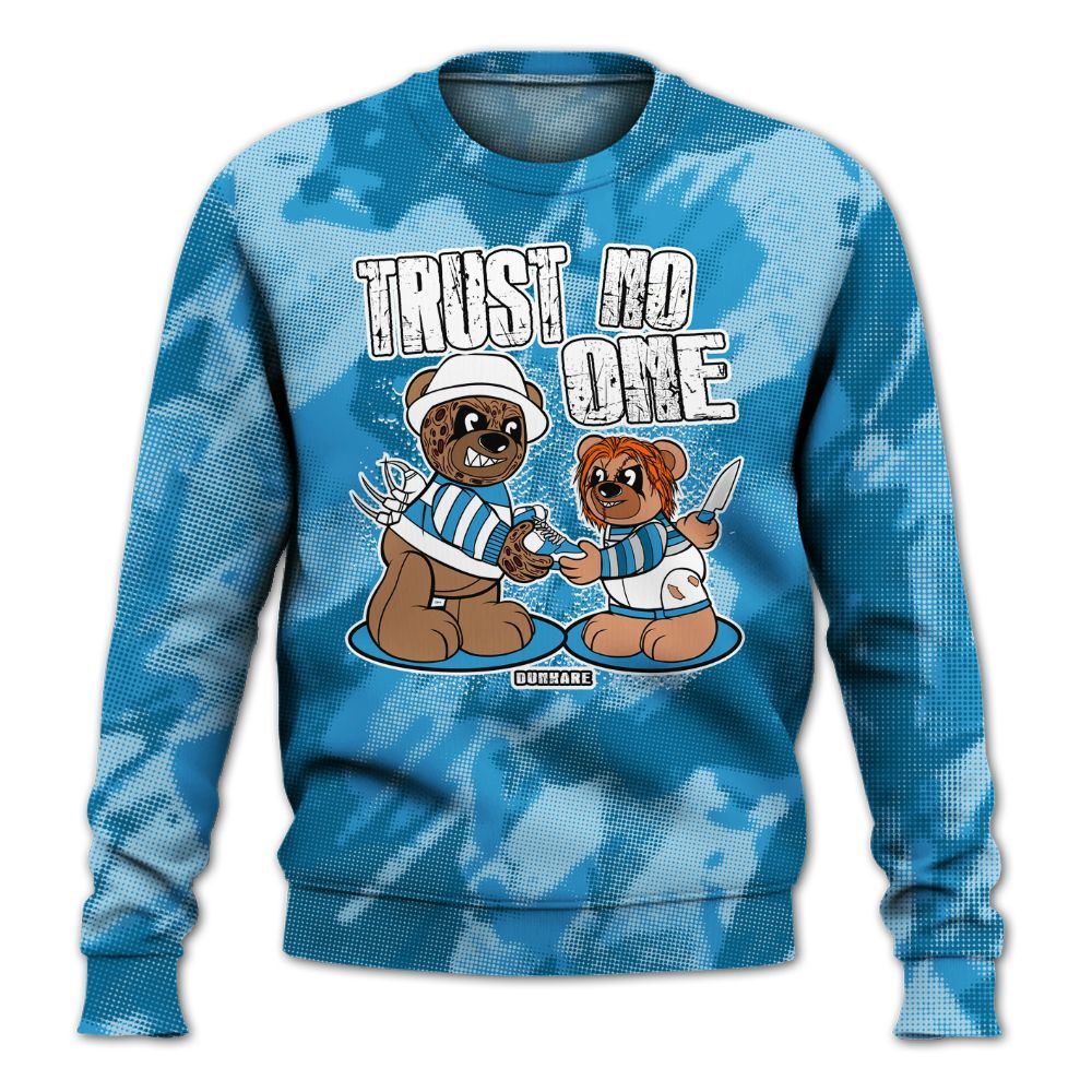 Sweatshirt To Match Powder Blue 9s - Trust No One Bear Abstract Halftone All Over Print