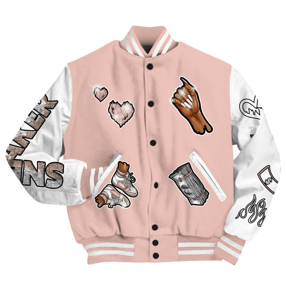 Varsity Jacket To Match Dunk Low Pink Velvet - Sneakerz Girlz All Over Print
