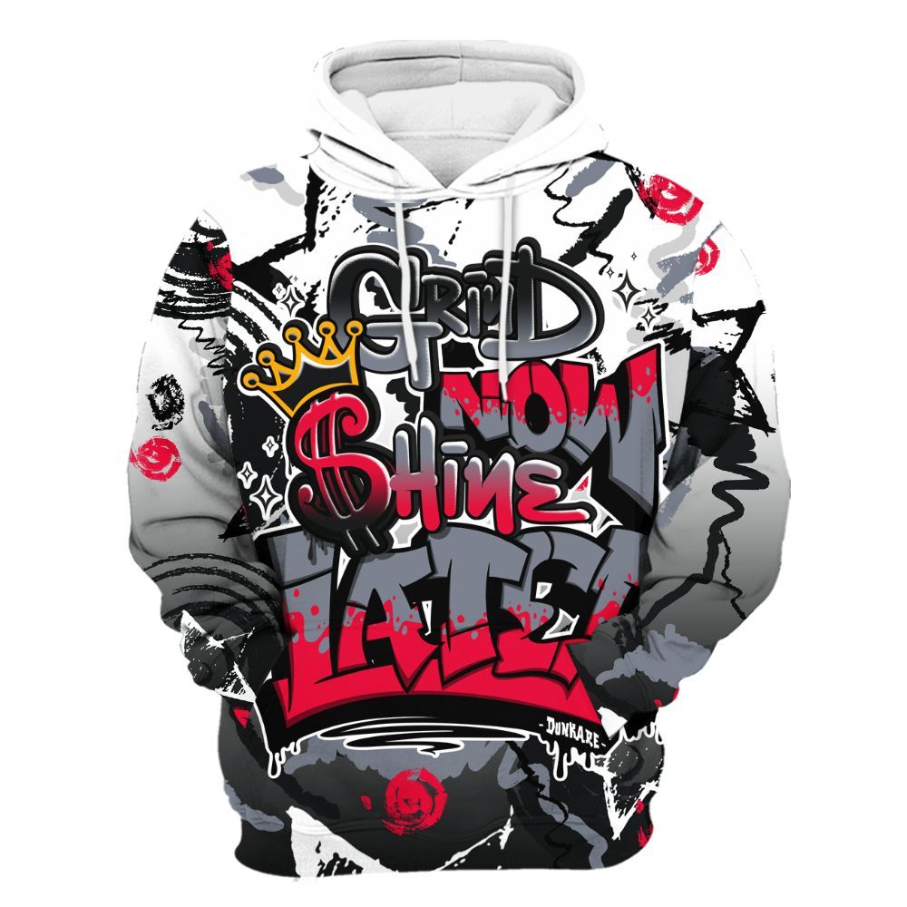 Hoodie To Match Mid Black Metallic 1s - Grind Shine Later Drip All Over Print