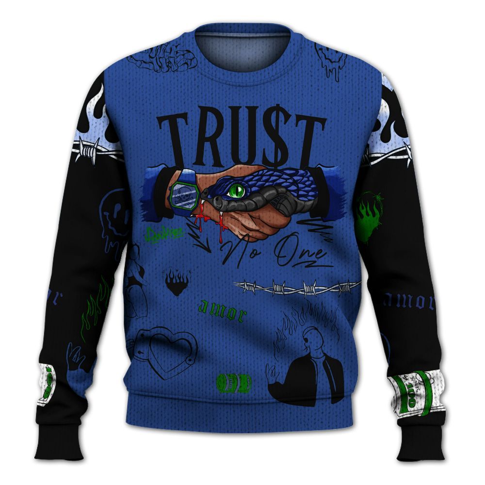 Knitted Sweater To Match Retro Hyper Royal 13s - Snake Trust No One