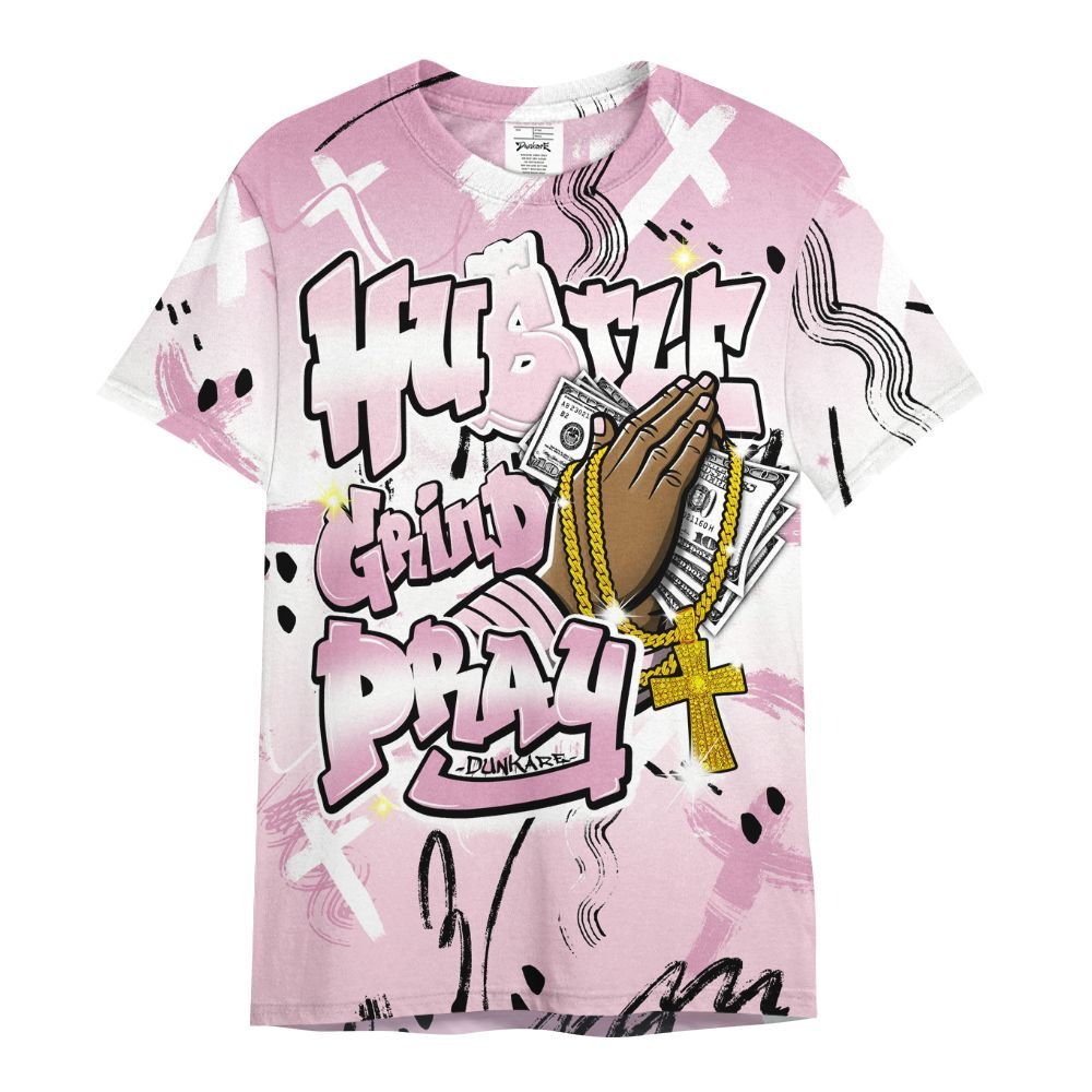 Shirt To Match Orchid 4s - Money Hustle Grind Pray All Over Print
