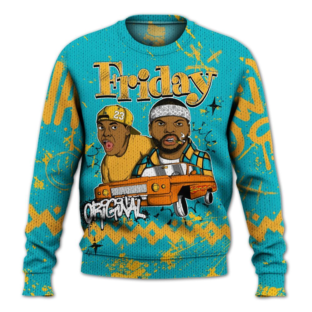 Knitted Sweater To Match Retro Aqua 5s - Friday Sneaker Crayon