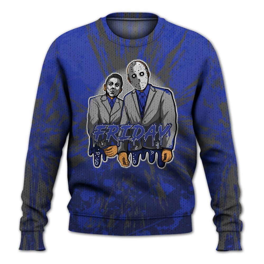Knitted Sweater To Match Air Max Plus Black Racer Blue - Friday Halloween Graphic Luxury