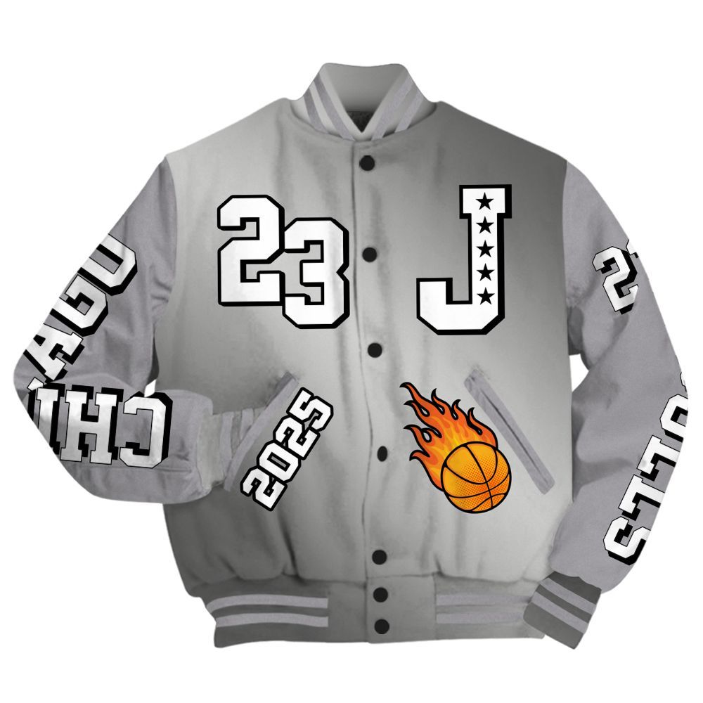 Varsity Jacket To Match Metallic Silver 14s - Chicago 23 Basketball All Over Print