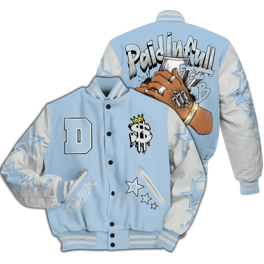 Varsity Jacket To Match Forget Me Not 4s - Lucky Money Paid In Full Retro All Over Print