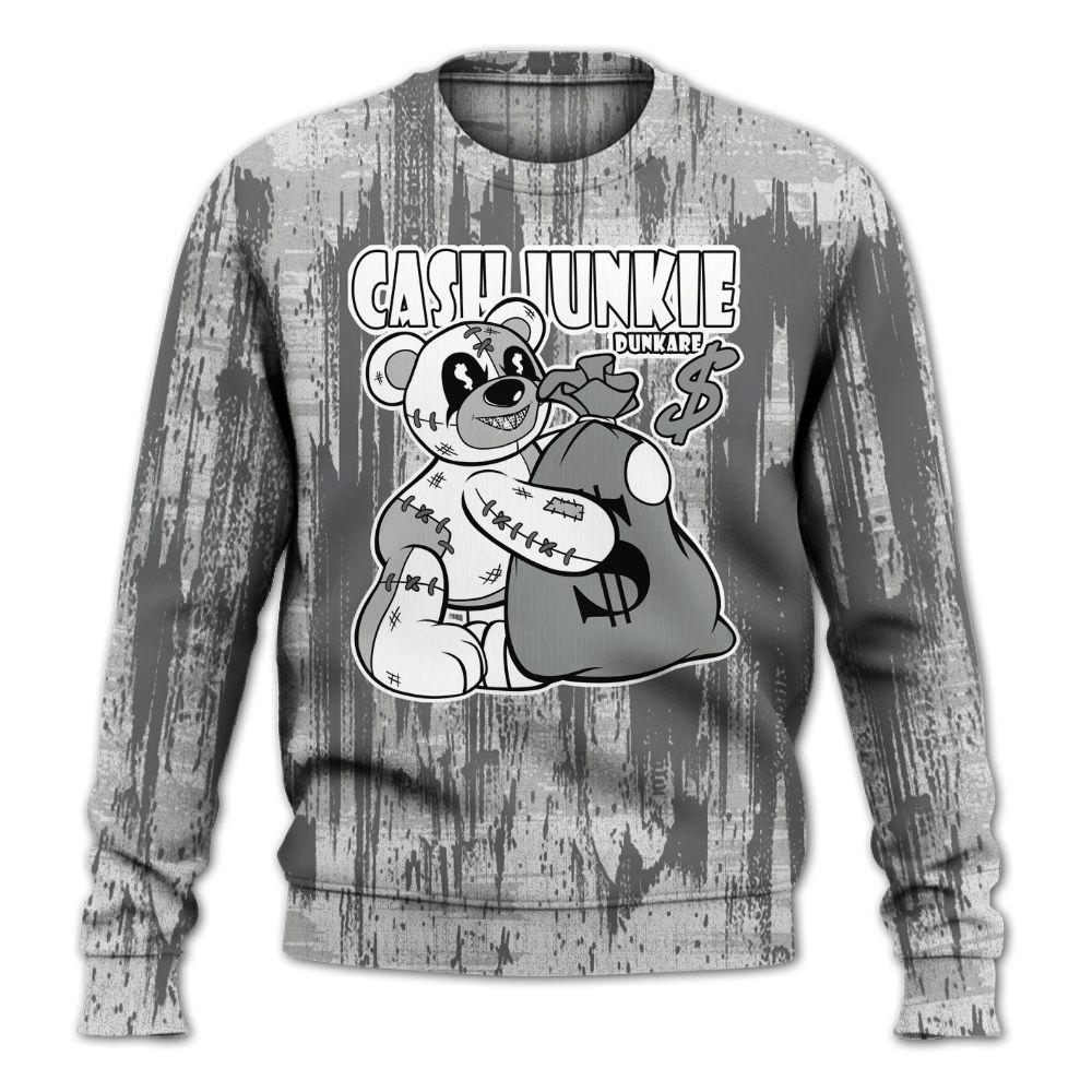 Sweatshirt To Match Retro Wet Cement 4s - Cashs Junkie Bear Glitch Art All Over Print