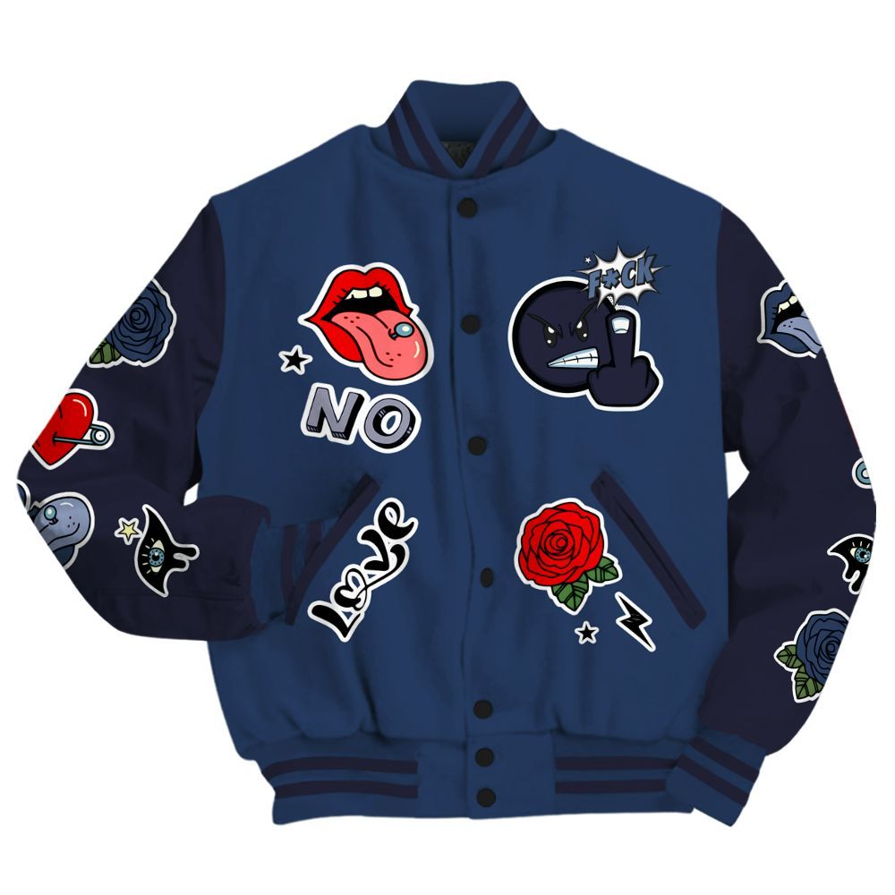 Varsity Jacket To Match Low 85 Metallic Blue 1s - FK Around Find Out All Over Print