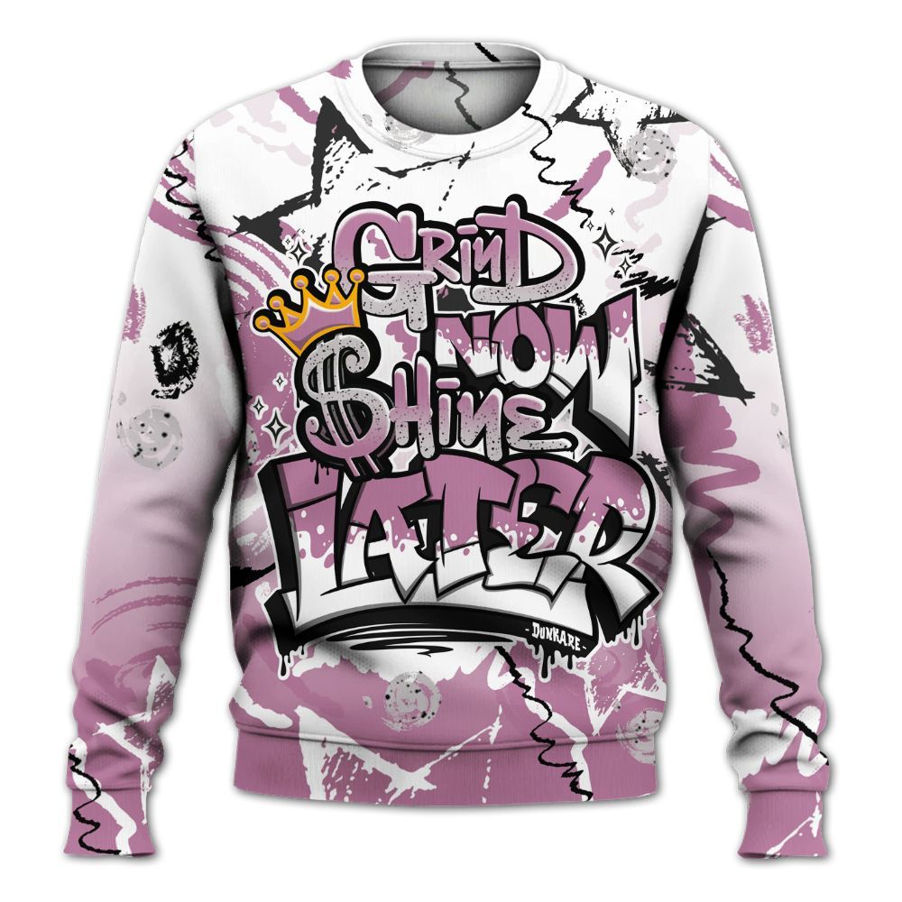 Sweatshirt To Match Neutral Grey Black White Orchid 4s - Grind Shine Later Drip All Over Print