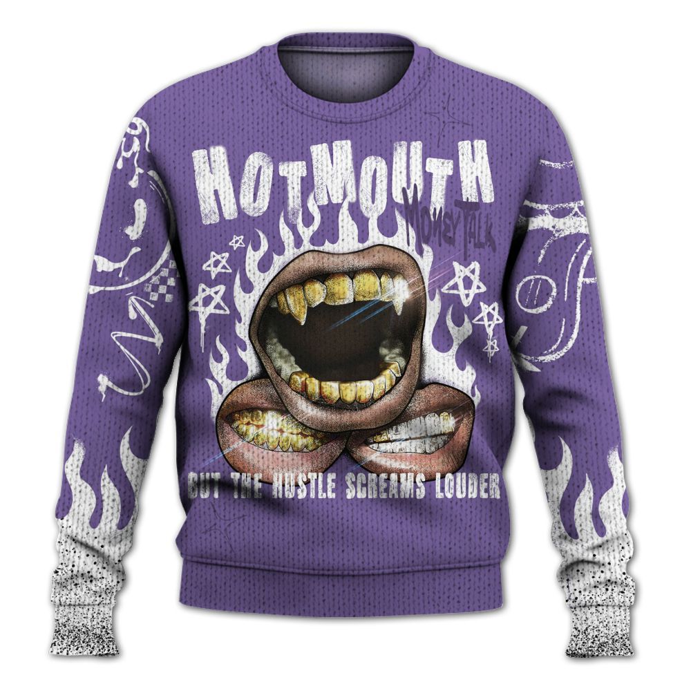 Knitted Sweater To Match Dunk Low Black Raspberry - Mouth Burning Street Style