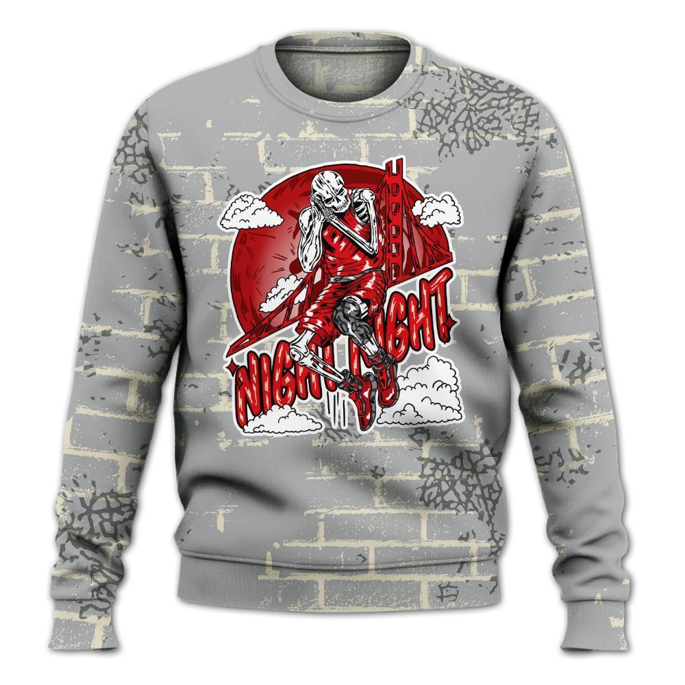 Sweatshirt To Match Cement Grey 3s - Seeya Skeleton Brick All Over Print