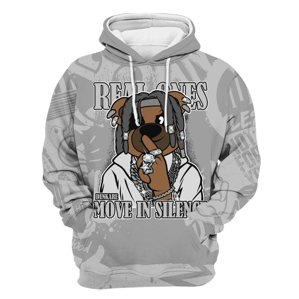 Hoodie To Match Black Wolf Grey 12s - Silent Achievers Bear Monogram Graffiti All Over Print