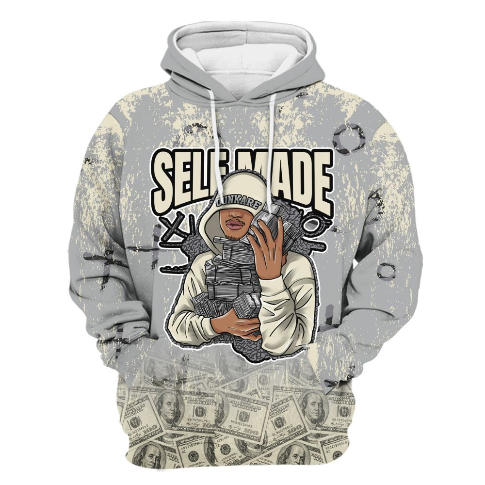 Hoodie To Match Cement Grey 3s - Selfmade Unique Grunge All Over Print