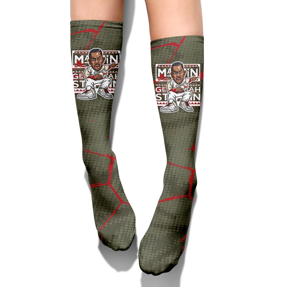 Sock To Match Travis Scott Low OG Medium Olive 1s - Get Tag Sneakers Steppin' Graphic