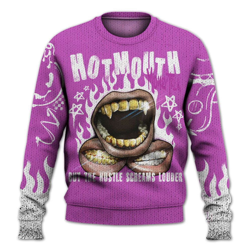 Knitted Sweater To Match Hyper Violet 4s - Mouth Burning Street Style