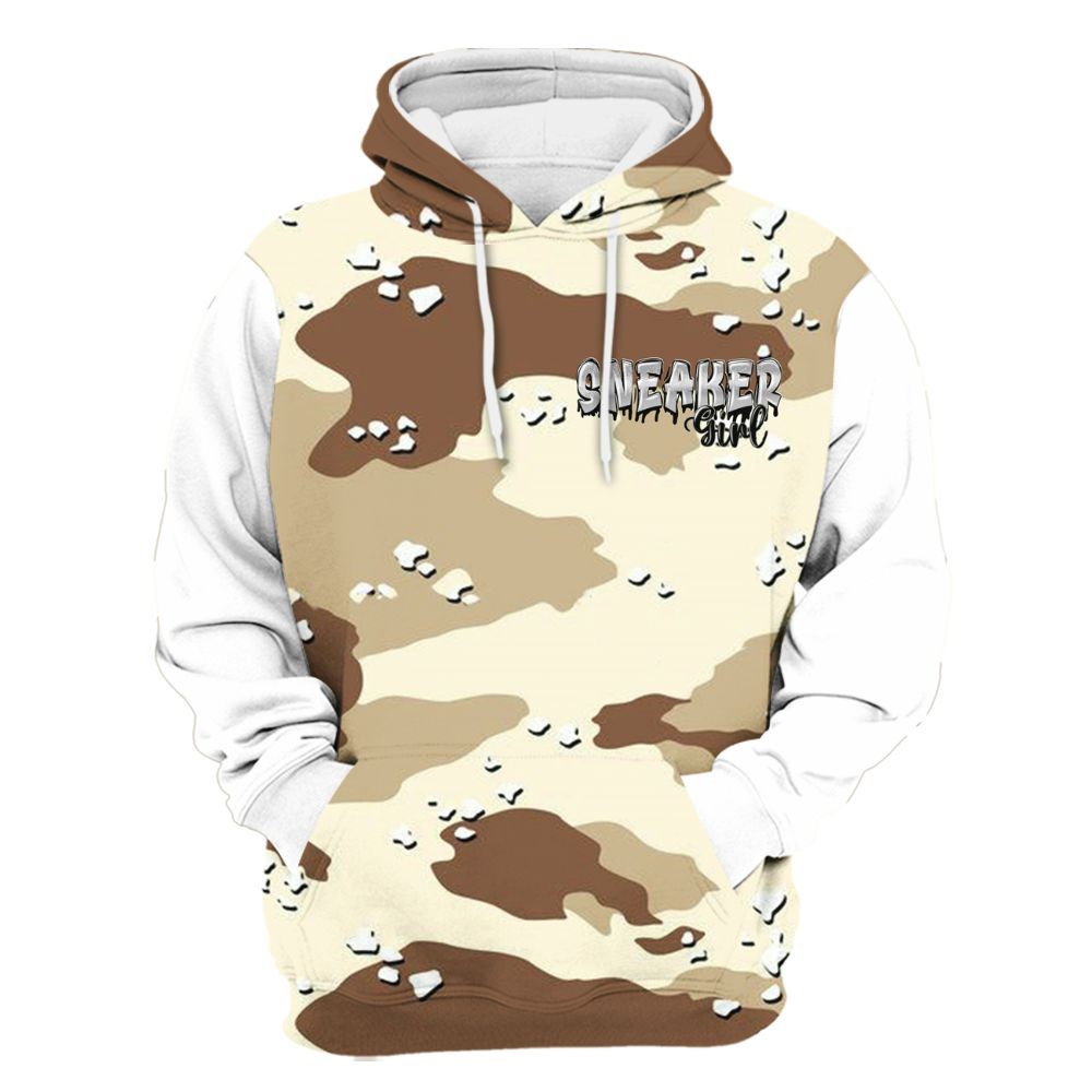Hoodie To Match Desert Camo 3s Varsity Jacket, Custom Name Sneaker Girl Money All Over Print