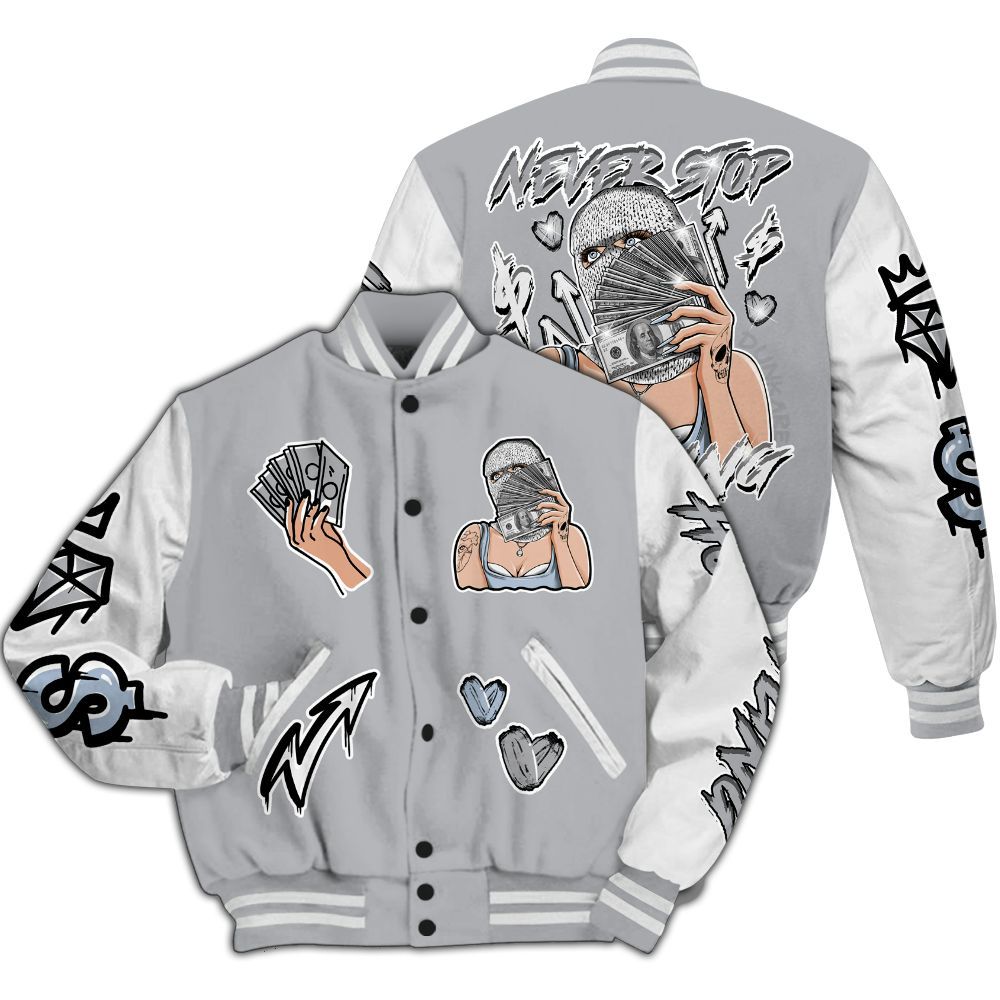 Varsity Jacket To Match Low OG Wolf Grey 1s - Hustling Unique All Over Print