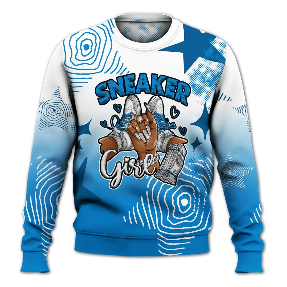 Sweatshirt To Match Military Blue 4s - Sneakerz Girlz Unique Starz All Over Print