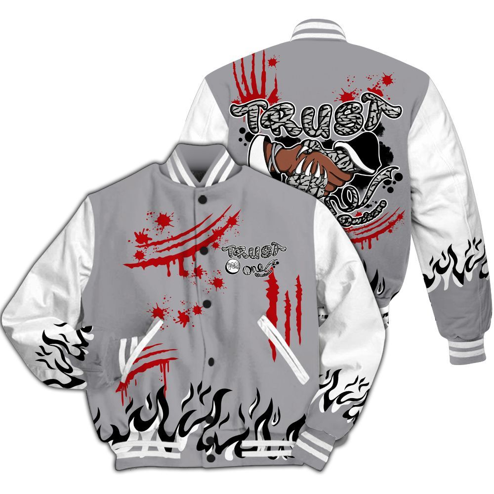 Varsity Jacket To Match Cement Grey 3s - Graphic Trust No One All Over Print