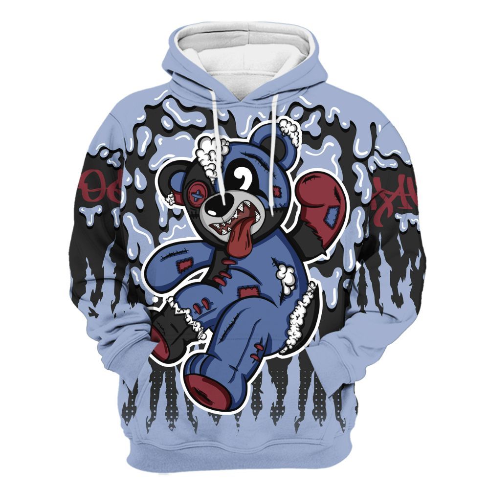 Hoodie To Match Black Metallic 5s - Havok Bear Dripping All Over Print
