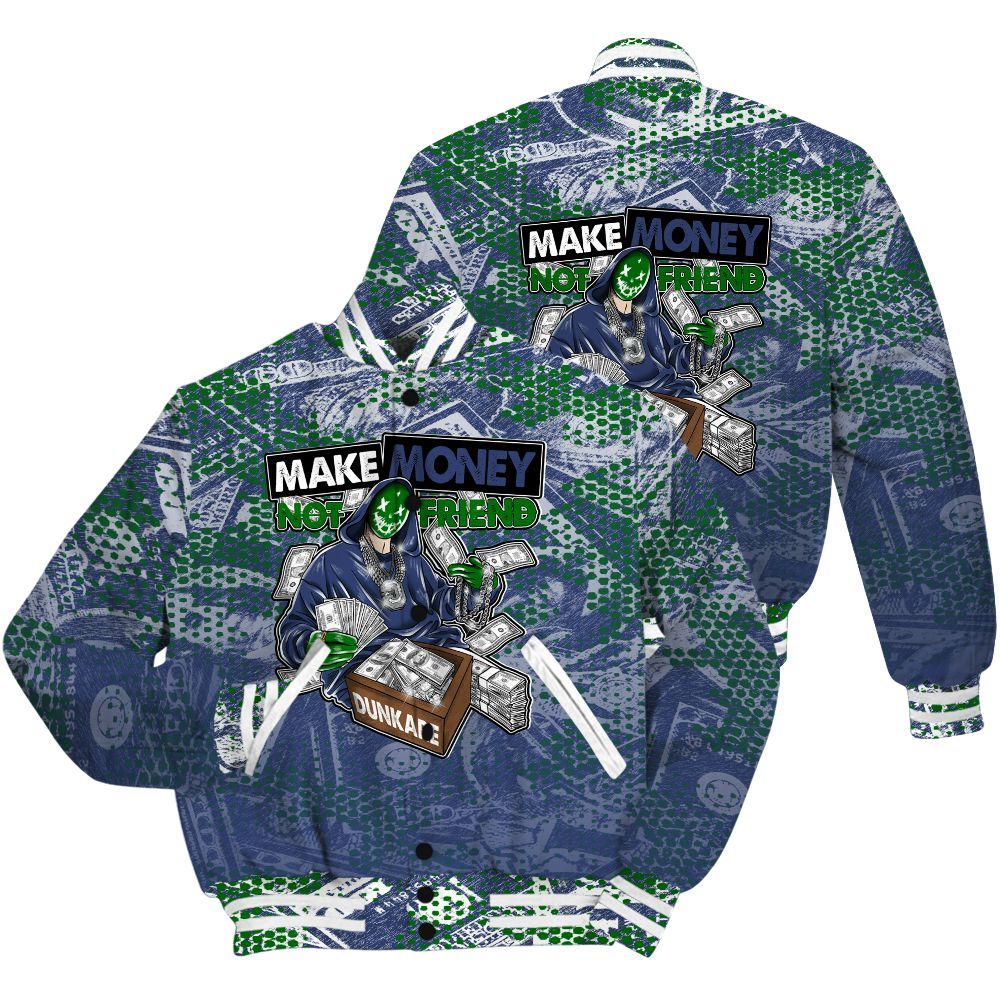 Varsity Jacket To Match Midnight Navy 13s Shirt - Make Moneys Unique All Over Print