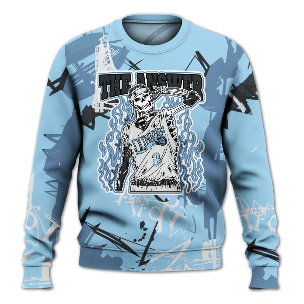 Sweatshirt To Match Legend Blue 11s - Allen Answer Skeleton Messyz All Over Print