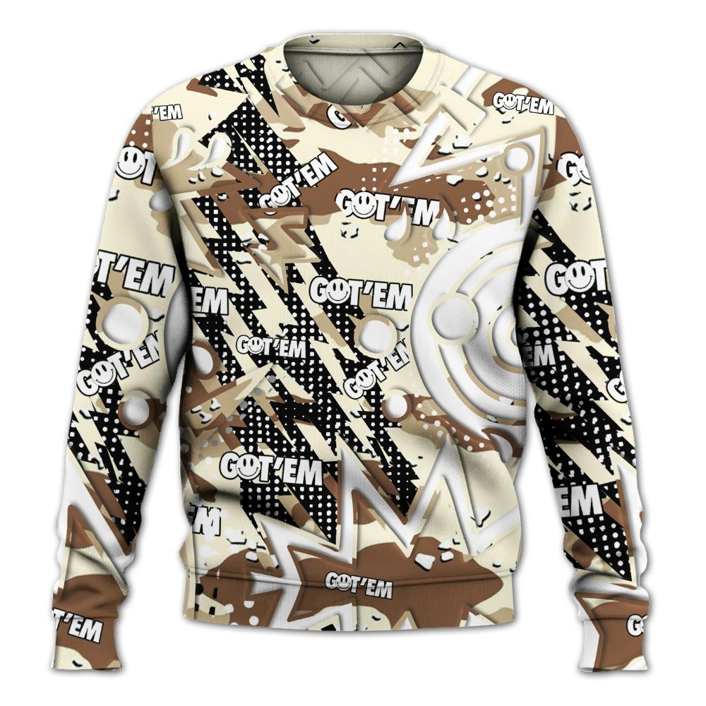 Sweatshirt To Match Desert Camo 3s - Retro Vintage 90s All Over Print