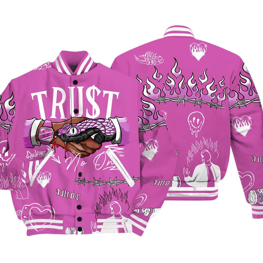 Varsity Jacket To Match Varsity Streetwear Snake Trust No One, Hyper Violet 4s T-Shirt, Sneaker Hyper Violet 4s Baseball Varsity Jacket 1604 NCT