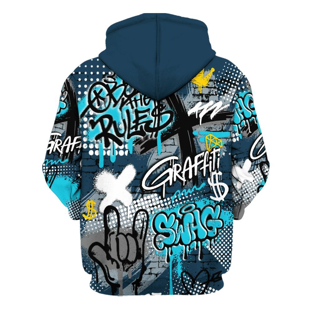 Hoodie To Match Air Navy Baltic Blue - True It Real Graffiti Streetwear All Over Print