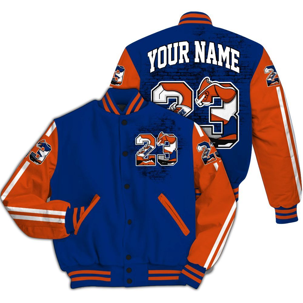 Varsity Jacket To Match Mid Knicks 1s - Custom Name Number 23 5s All Over Print