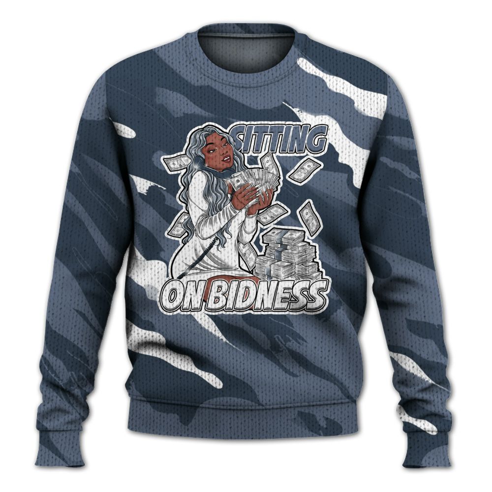 Knitted Sweater To Match Low Diffused Blue 11s - Bidness Colored