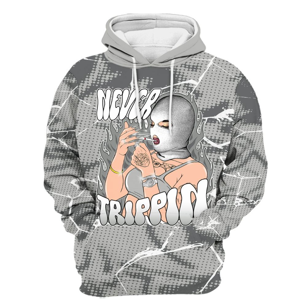 Hoodie To Match Paris Cement Grey 4s - Ne'er Trippin' Unique Crack All Over Print