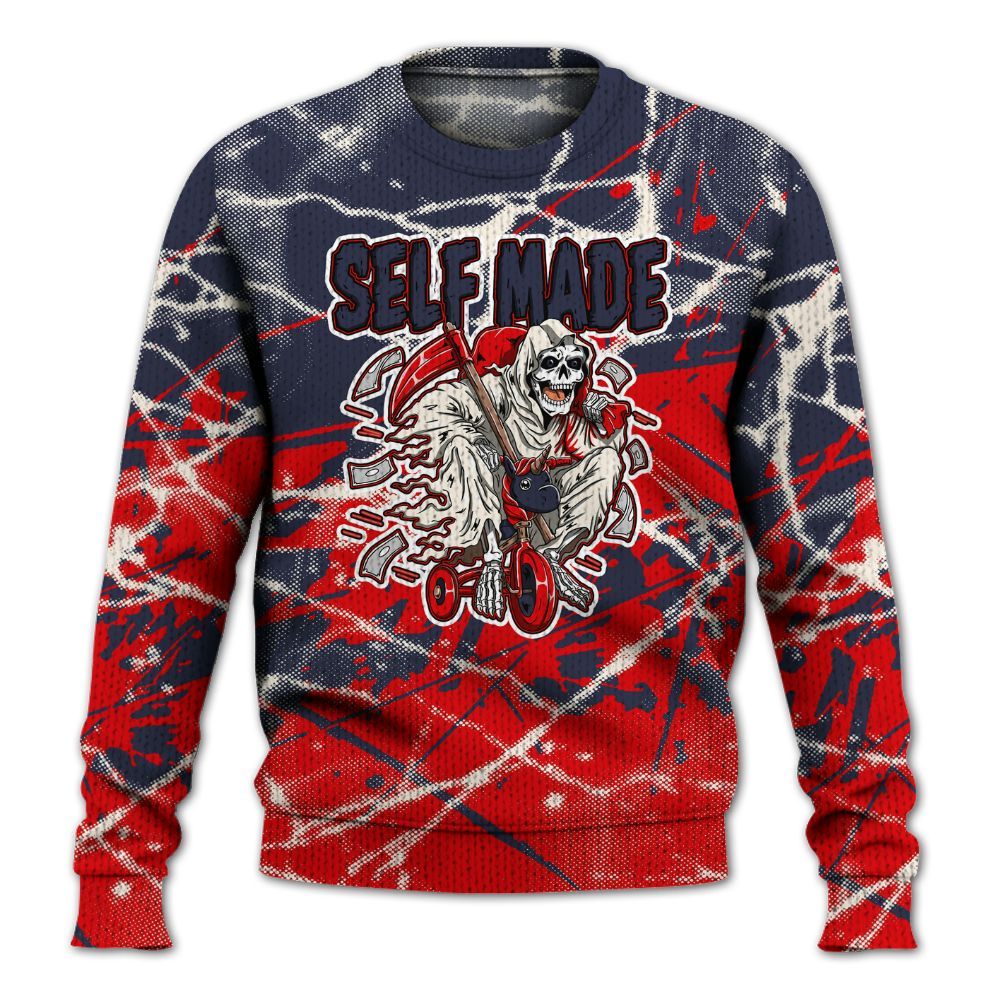 Knitted Sweater To Match Low OG Howard University 1s - Self Make Skeleton Profound