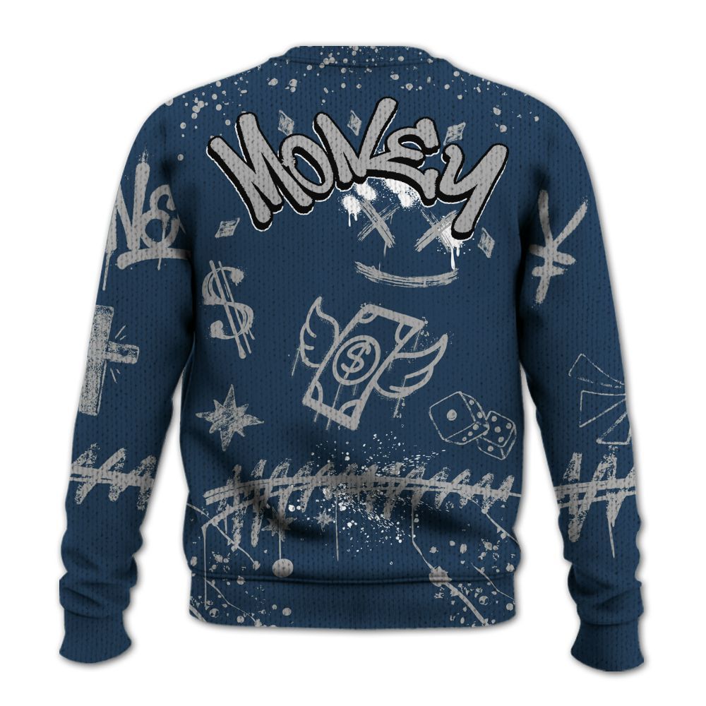 Sweater To Match Retro French Blue 2025 12s - Everybody Paid In Full Crayon Graphic