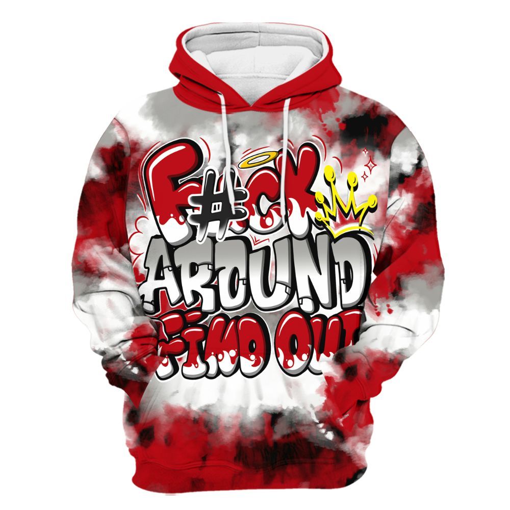 Hoodie To Match Air Griffey Max Gray Reds 1s - Tie Dye FK Around Find Out All Over Print