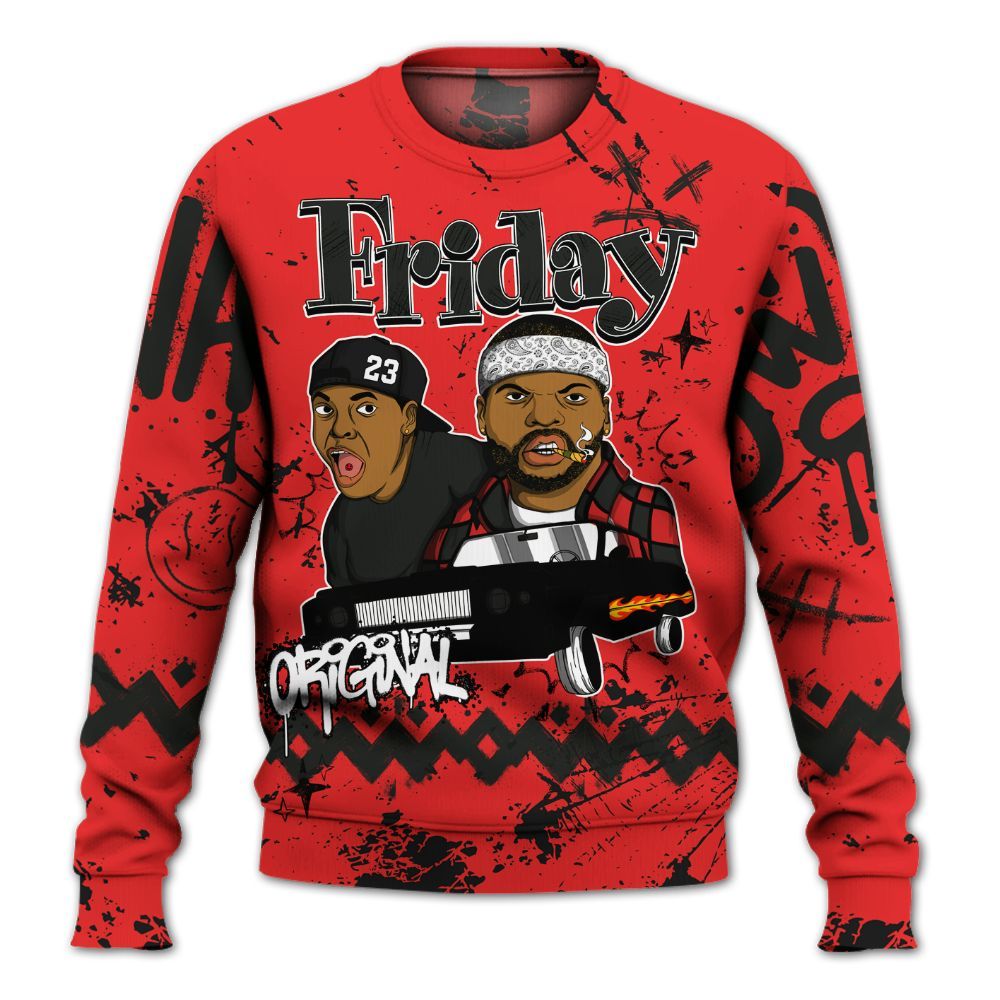 Sweatshirt To Match Red Thunder 4s - Friday Sneaker Crayon All Over Print
