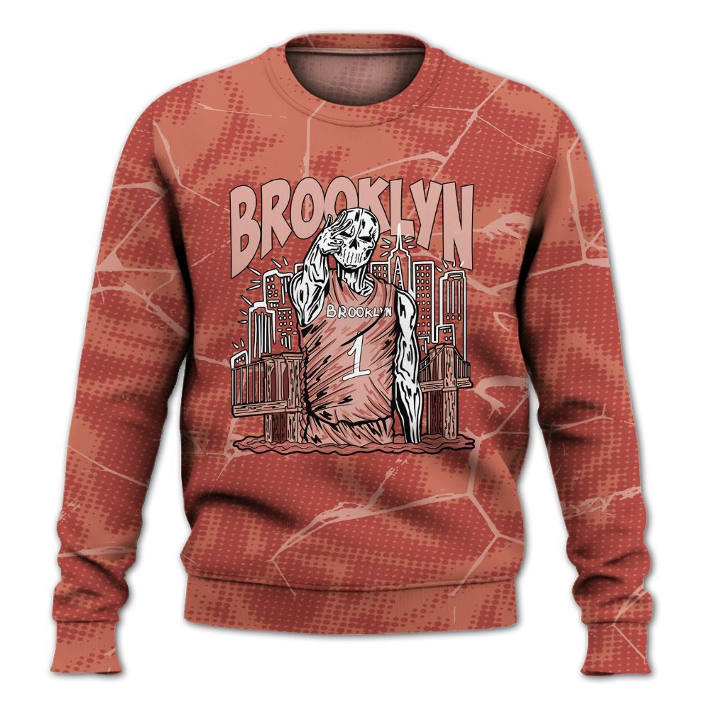Sweatshirt To Match Dune Red 13s - Brooklyn's Skeleton Crack All Over Print