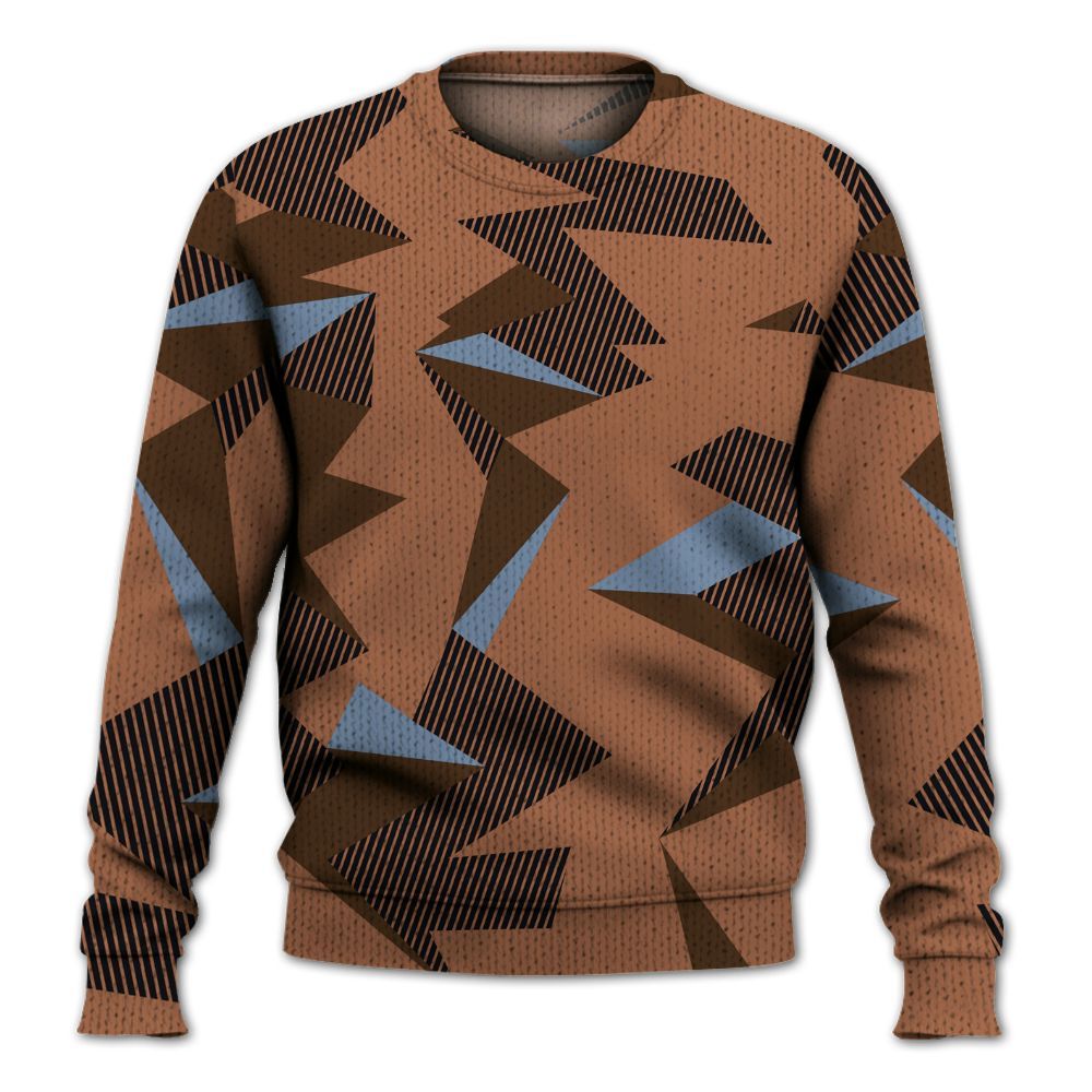 Knitted Sweater To Match Air Foamposite Metallic Copper - Geometric Camouflage Pattern
