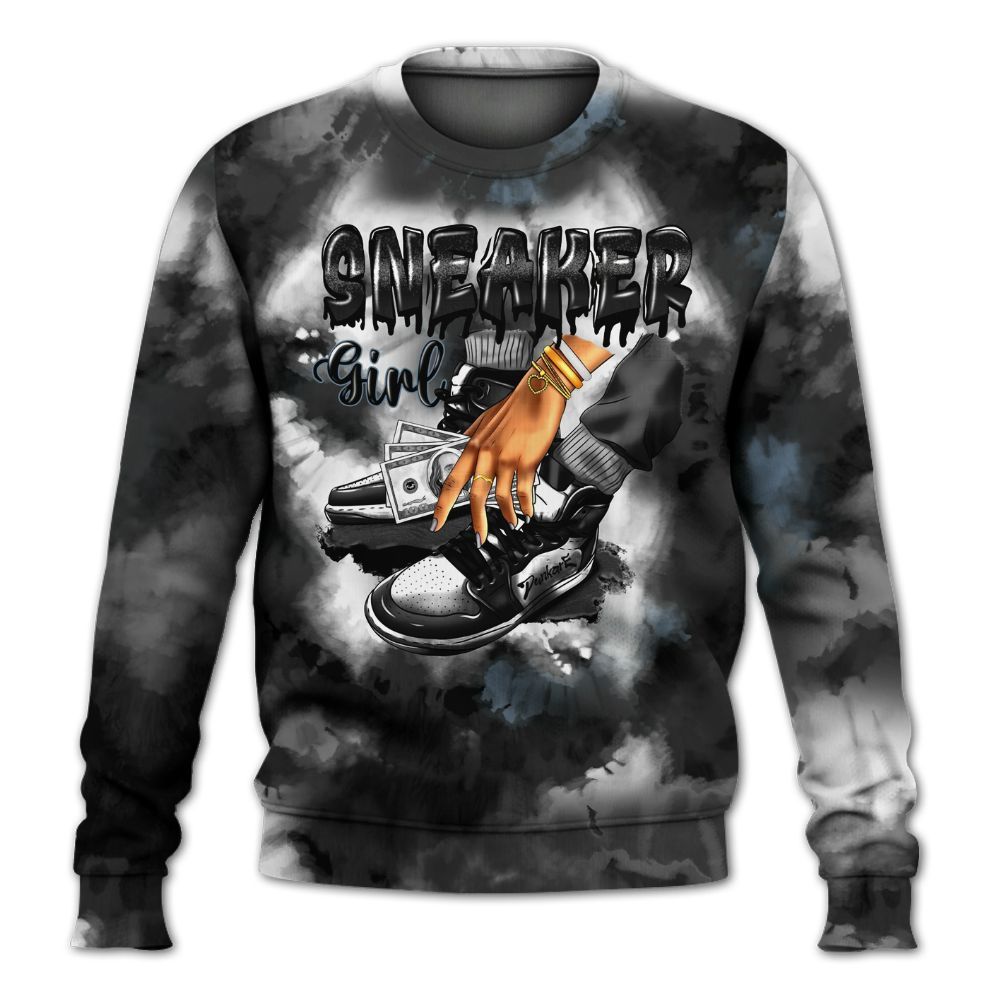 Sweatshirt To Match Black Chrome 6s - SNEAKER Girl Money Drip Tie Dye All Over Print