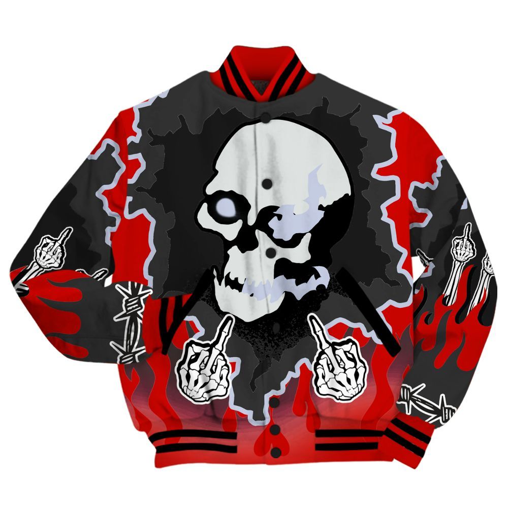 Varsity Jacket To Match Fire Red 6s - F Around Find Out Graphic Trapped All Over Print