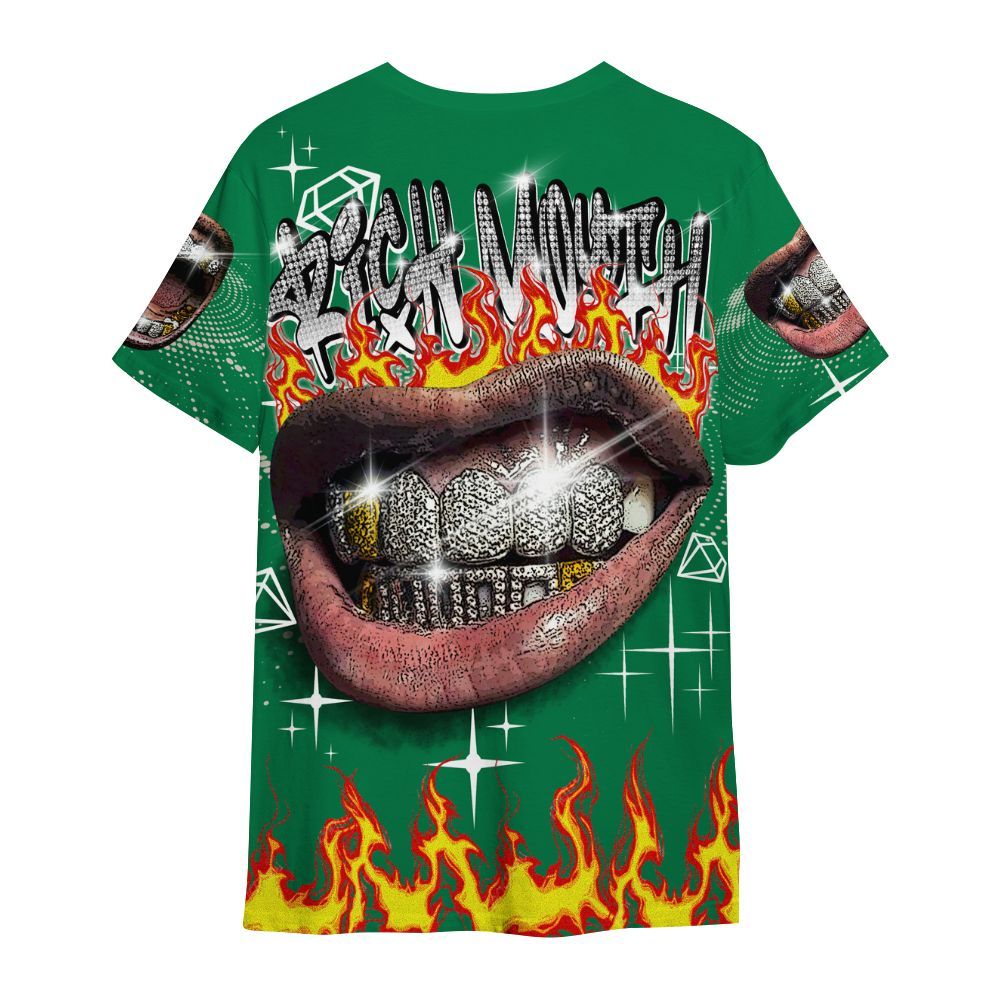 Shirt To Match Lucky Green 2s - Rich Mouth Fire Rap Retro 90s All Over Print