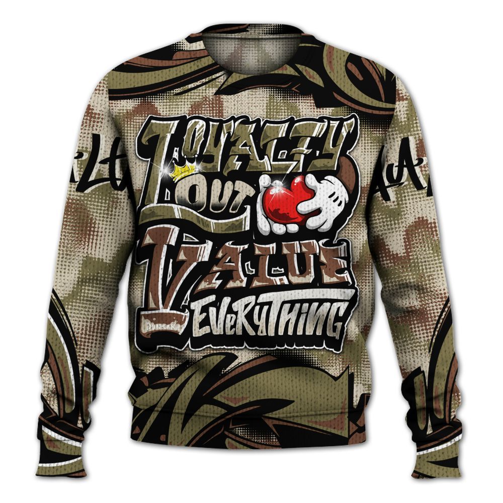 Sweater To Match Sail Neutral Olive 6s - Loyalty Out Value Graffiti Graphic