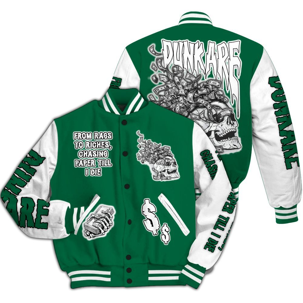 Varsity Jacket To Match Pine Green 4s - From Rags To Riches All Over Print