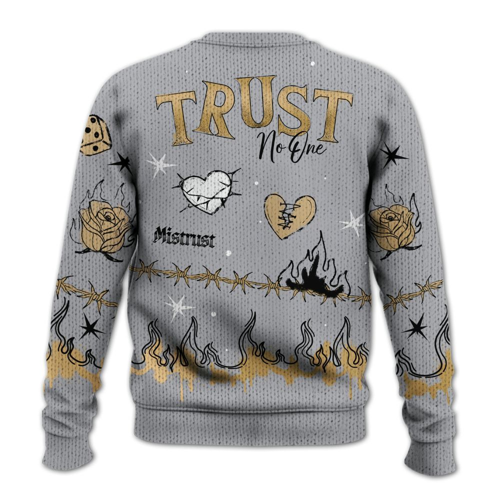 Sweater To Match Retro High OG Cool Grey 1s - Trust No One Snake-Bite Doodle Crayon Graphic