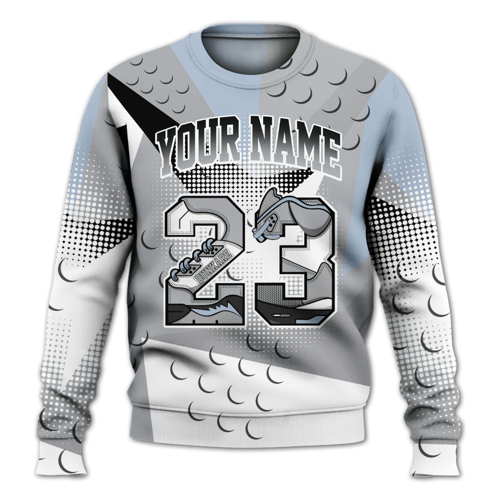 Sweatshirt To Match Low OG Wolf Grey 1s - Poly Custom Name Number 23 5s All Over Print